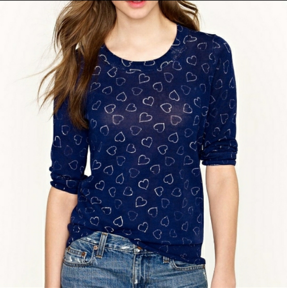 J. Crew Tippi Sweater in Heart Print Crepe
